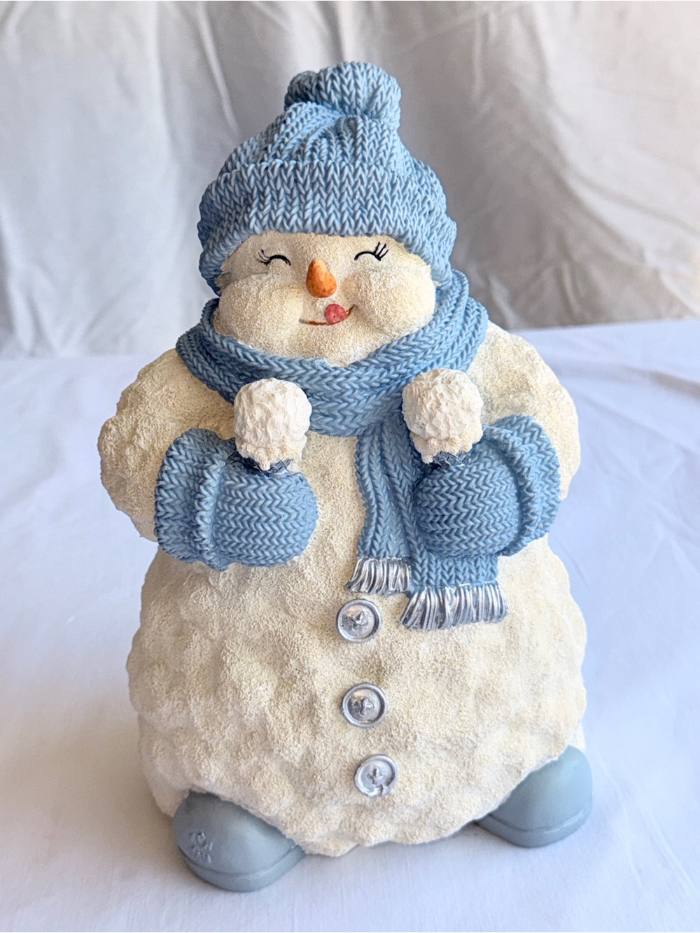 Snow Buddies 1999 Blue Snowman winter Figurine Holiday Christmas Decor